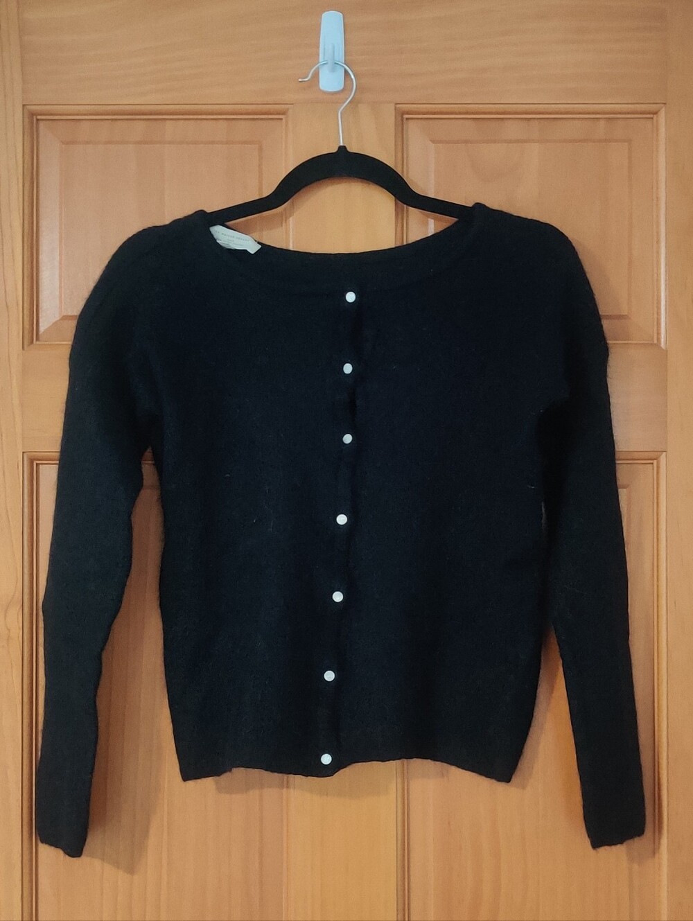 Sezane La Maille Black Button-Front Knit Cardigan Size S